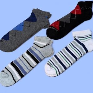 Tommie Copper Men’s Argyle & Striped Compression Ankle Socks. Size 12-14.5